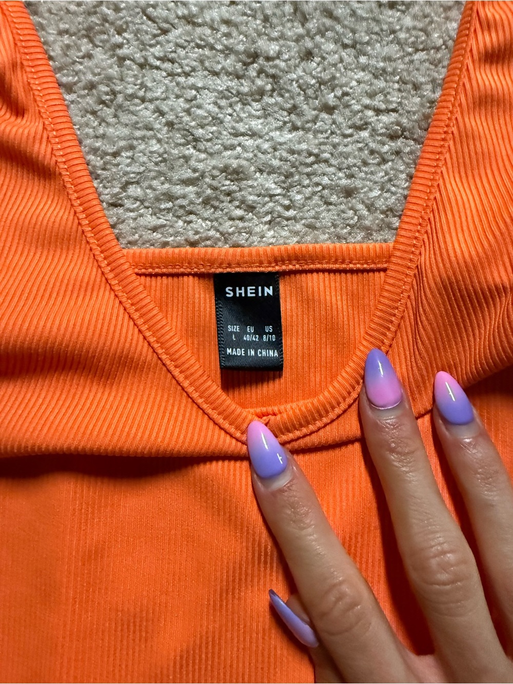 SHEIN Vibrant Orange Ribbed Scoop Neck Tank